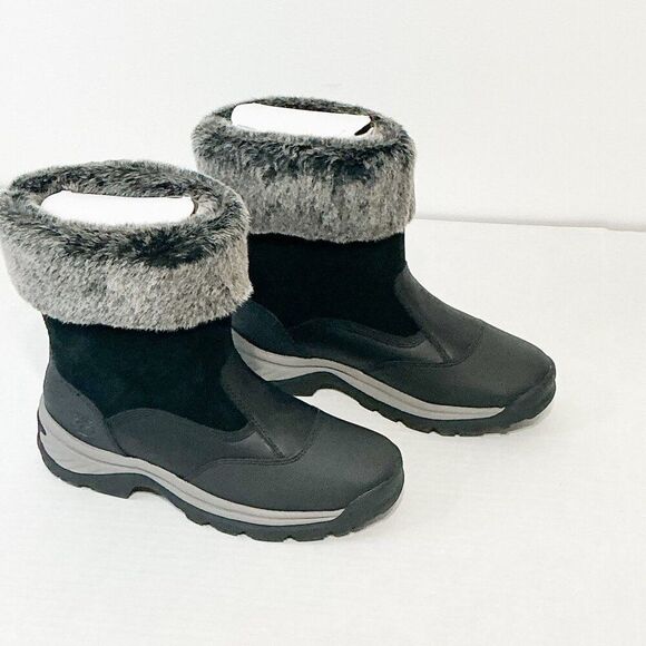 Timberland NWB Sz 9 Jet Black White Ledge Mid PrimaLoft Pull-On Snow Boots - Picture 12 of 15